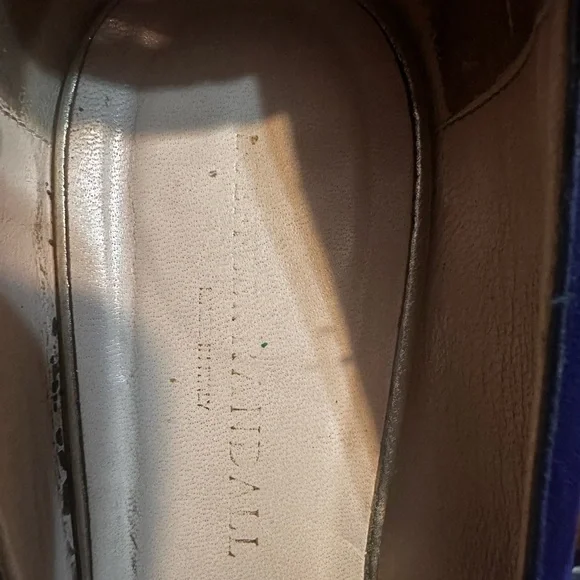 Loeffler Randall 2" Platform Peep-Toe Blue Suede Wedges - Picture 7 of 7